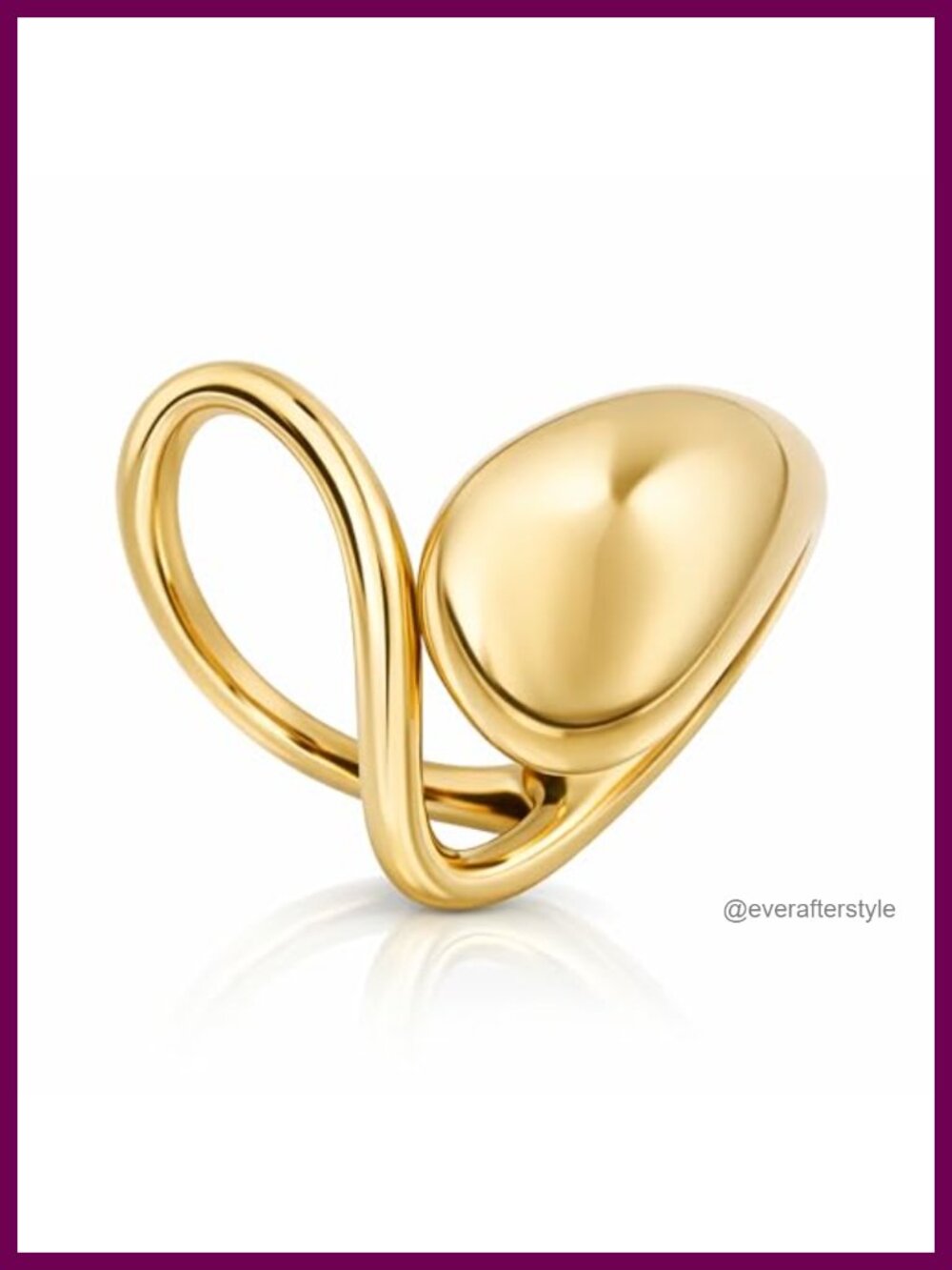 Adjustable Statement Ring 18K Gold Plated Stainless Steel Non Tarnish